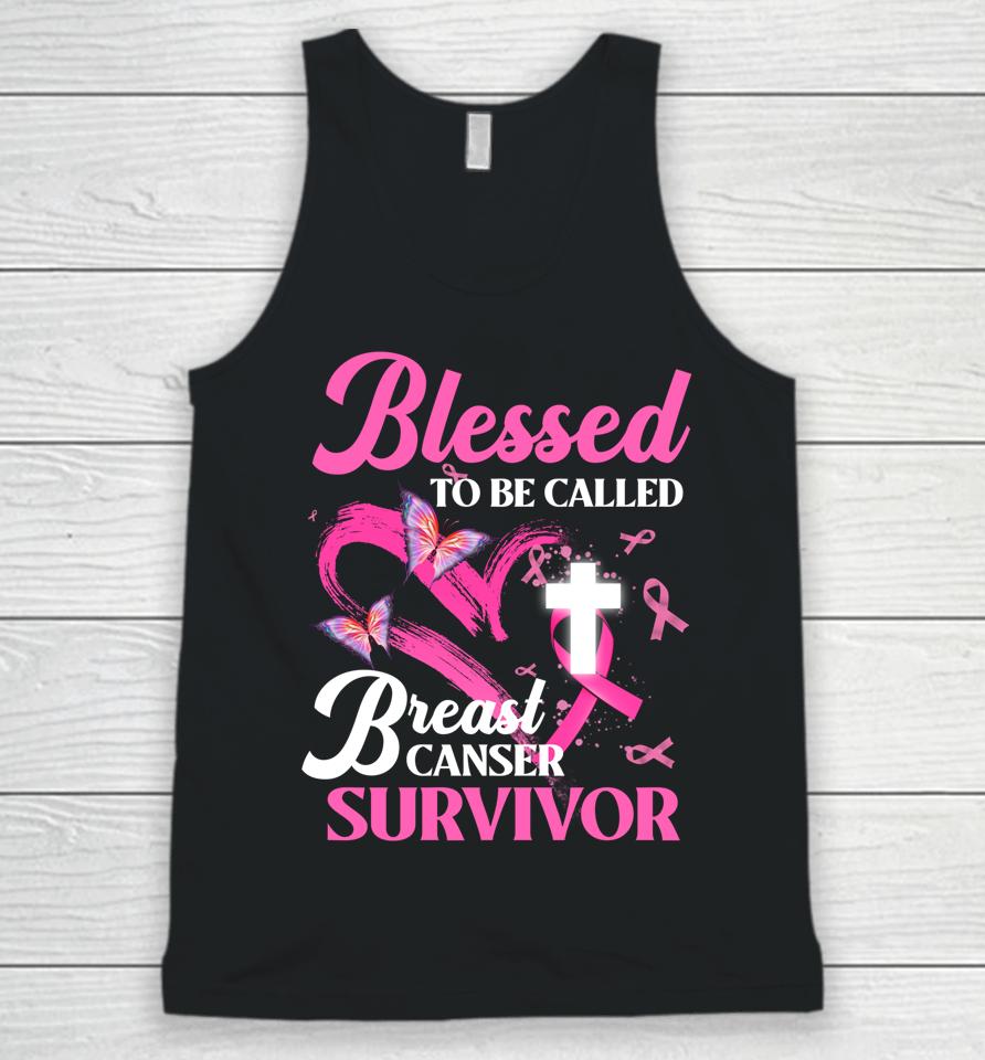 Pink Butterfly Blessed To Be Called Breast Cancer Survivor Unisex Tank Top