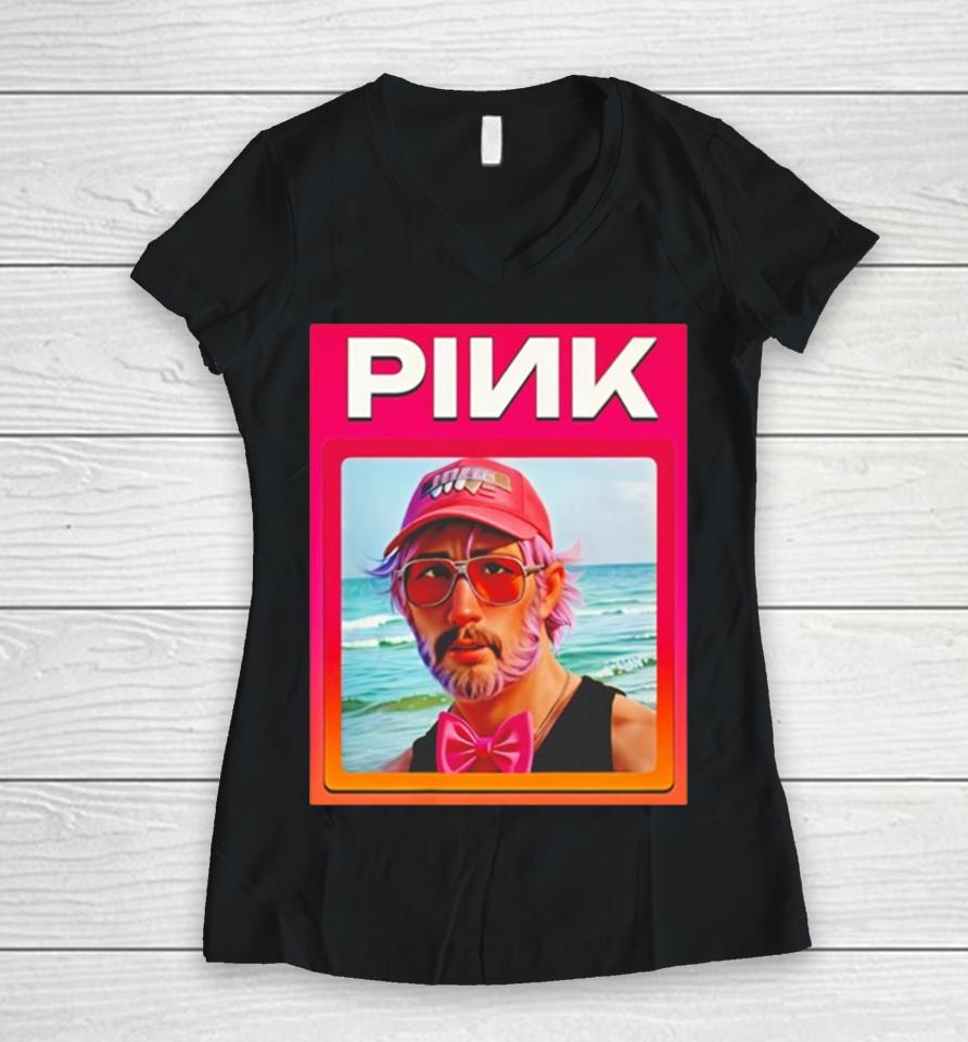 Pink Crypto Meme Token Women V-Neck T-Shirt