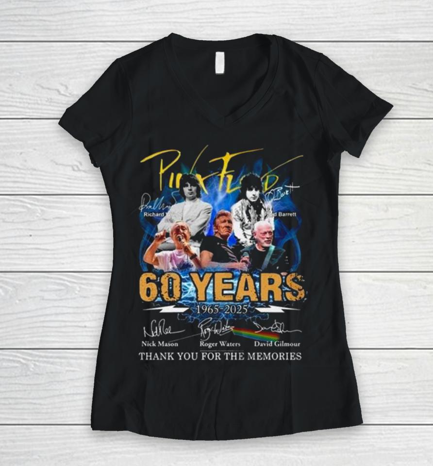 Pink Floyd 60 Years 1965 – 2025 Thank You For The Memories Signatures Women V-Neck T-Shirt