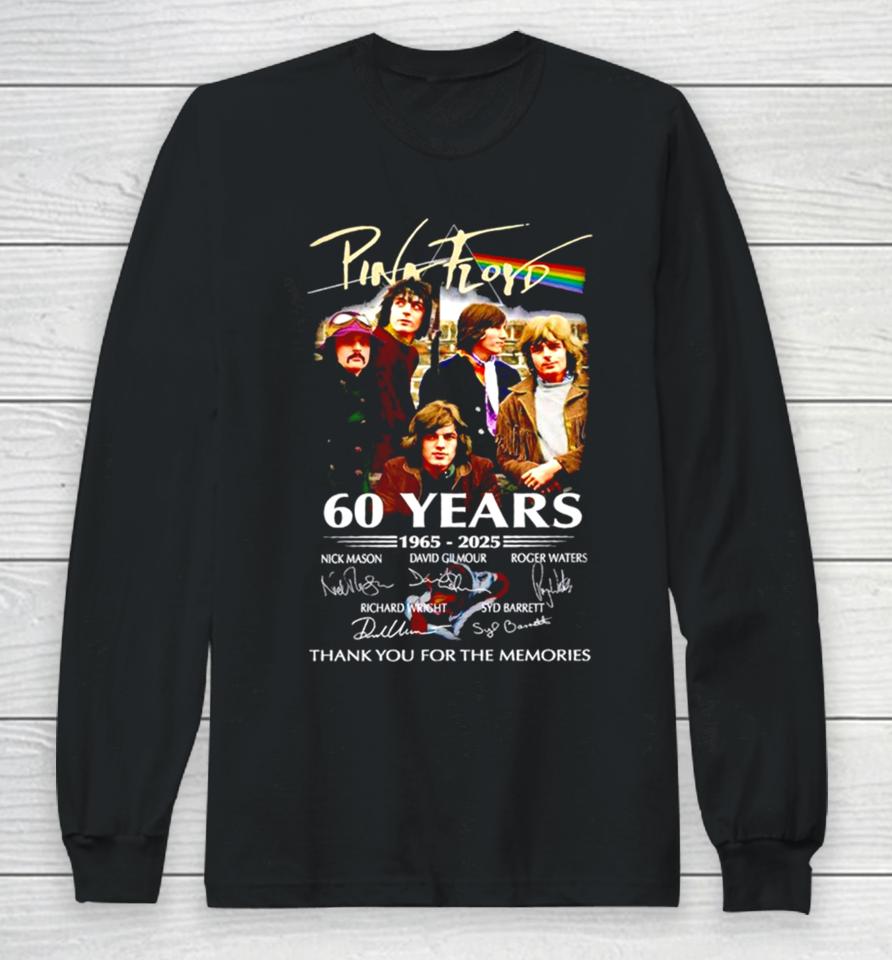 Pink Floyd Band 60 Years 1965 2025 Thank You For The Memories Signatures Long Sleeve T-Shirt