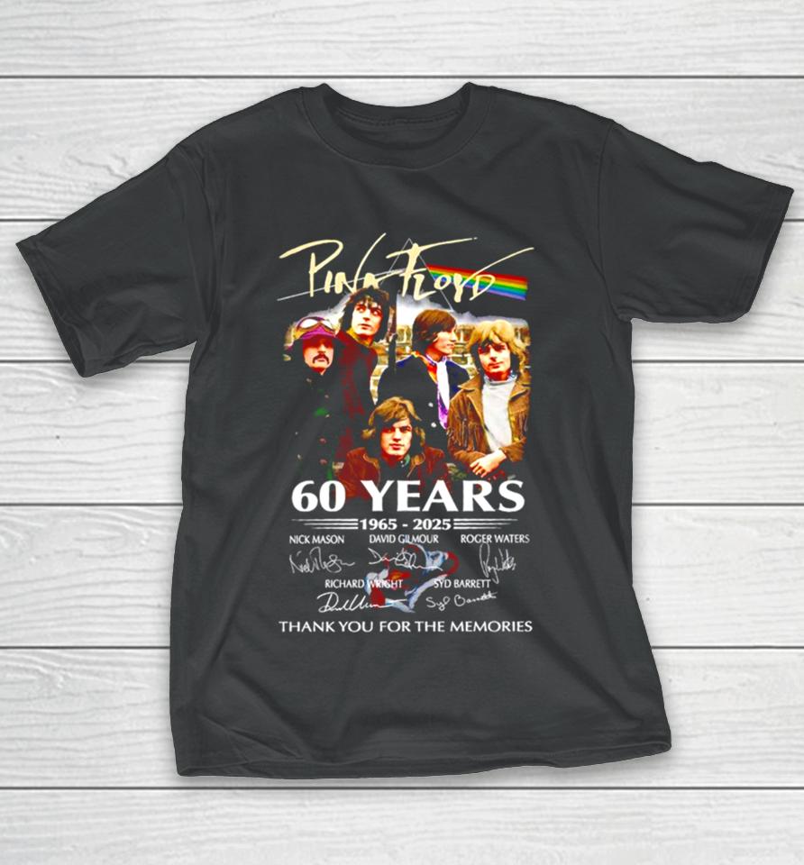 Pink Floyd Band 60 Years 1965 2025 Thank You For The Memories Signatures T-Shirt