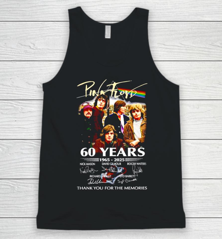Pink Floyd Band 60 Years 1965 2025 Thank You For The Memories Signatures Unisex Tank Top