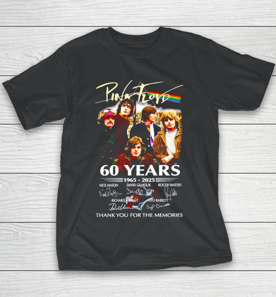Pink Floyd Band 60 Years 1965 2025 Thank You For The Memories Signatures Youth T-Shirt