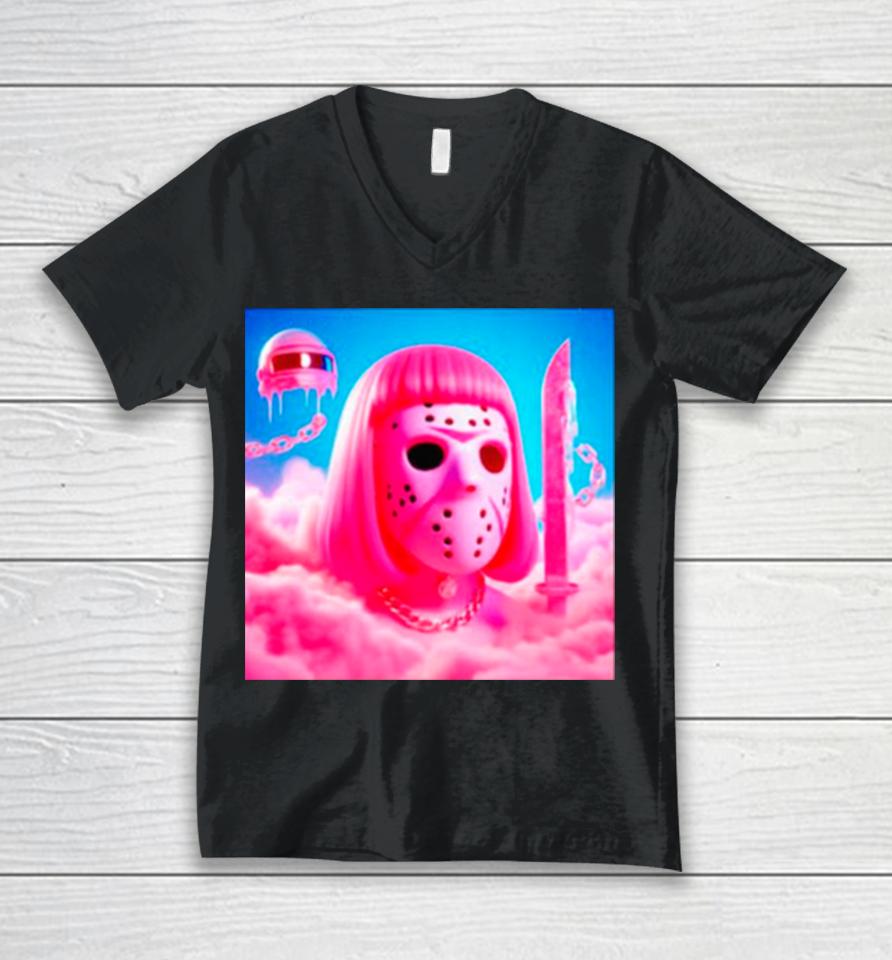 Pink Friday The 13Th Jason Unisex V-Neck T-Shirt
