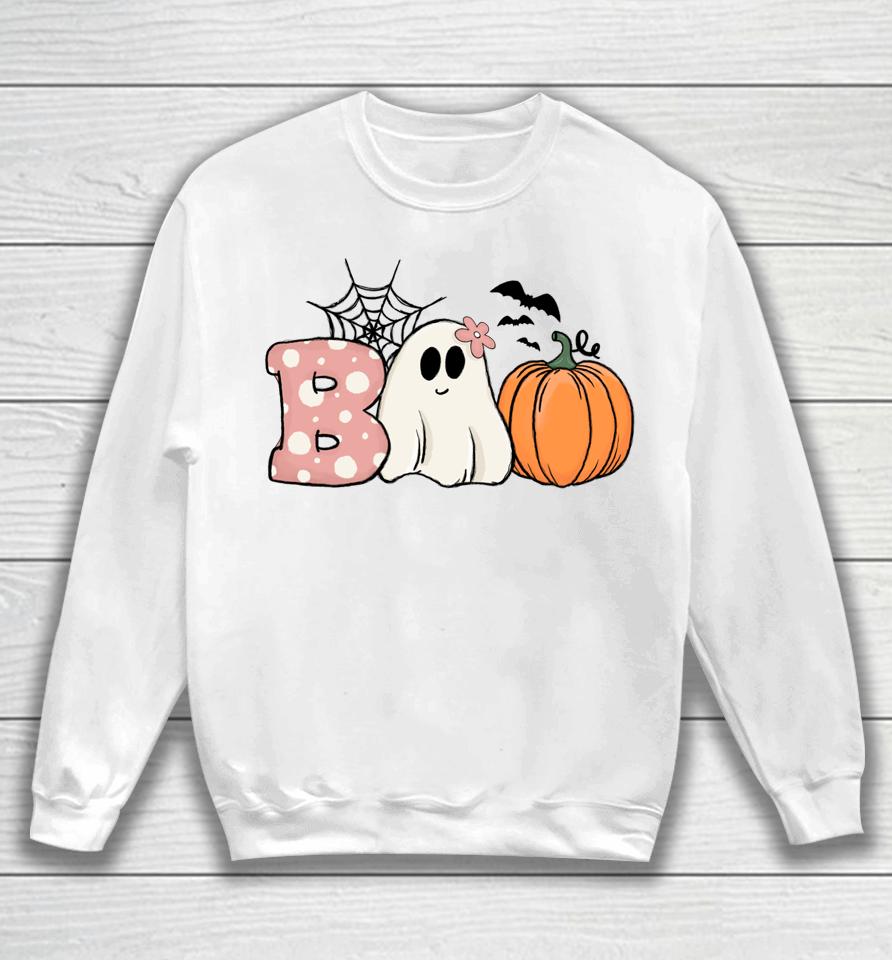 Pink Halloween Boo Hippie Ghost Pumpkin Cute Pastel Vibes Sweatshirt