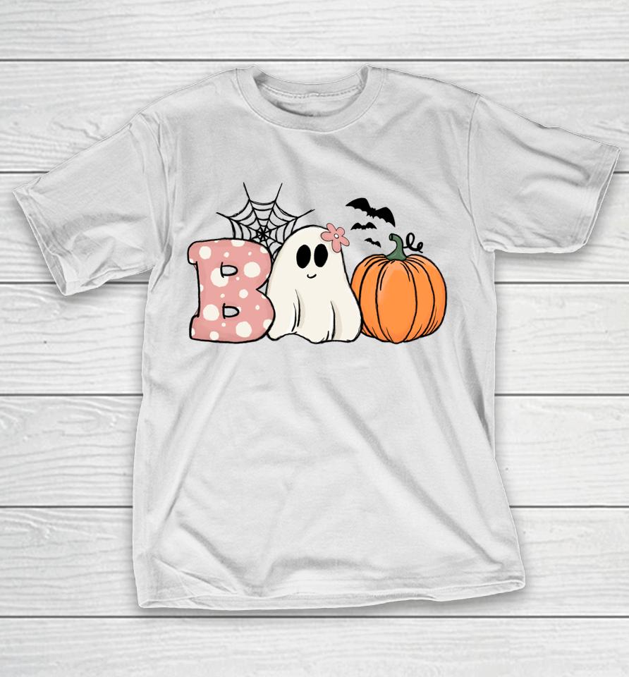 Pink Halloween Boo Hippie Ghost Pumpkin Cute Pastel Vibes T-Shirt