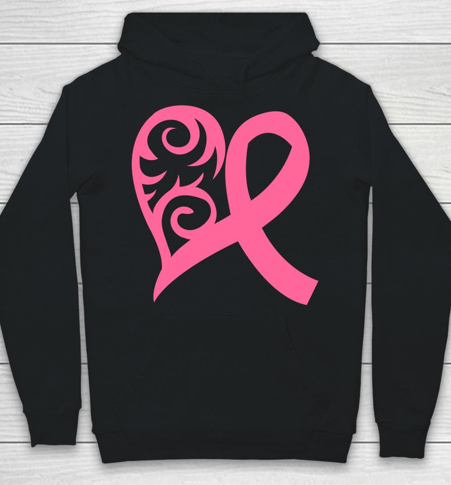 Pink Heart And Ribbon Fight Against Breast Cancer October Hoodie