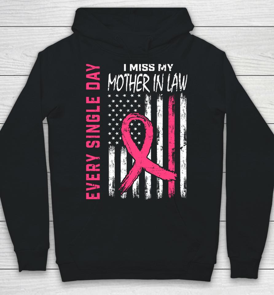 Pink In Memory Of Mother In Law Breast Cancer Awareness Flag Hoodie
