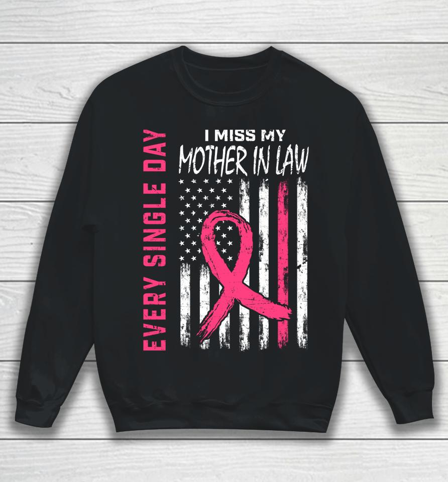 Pink In Memory Of Mother In Law Breast Cancer Awareness Flag Sweatshirt