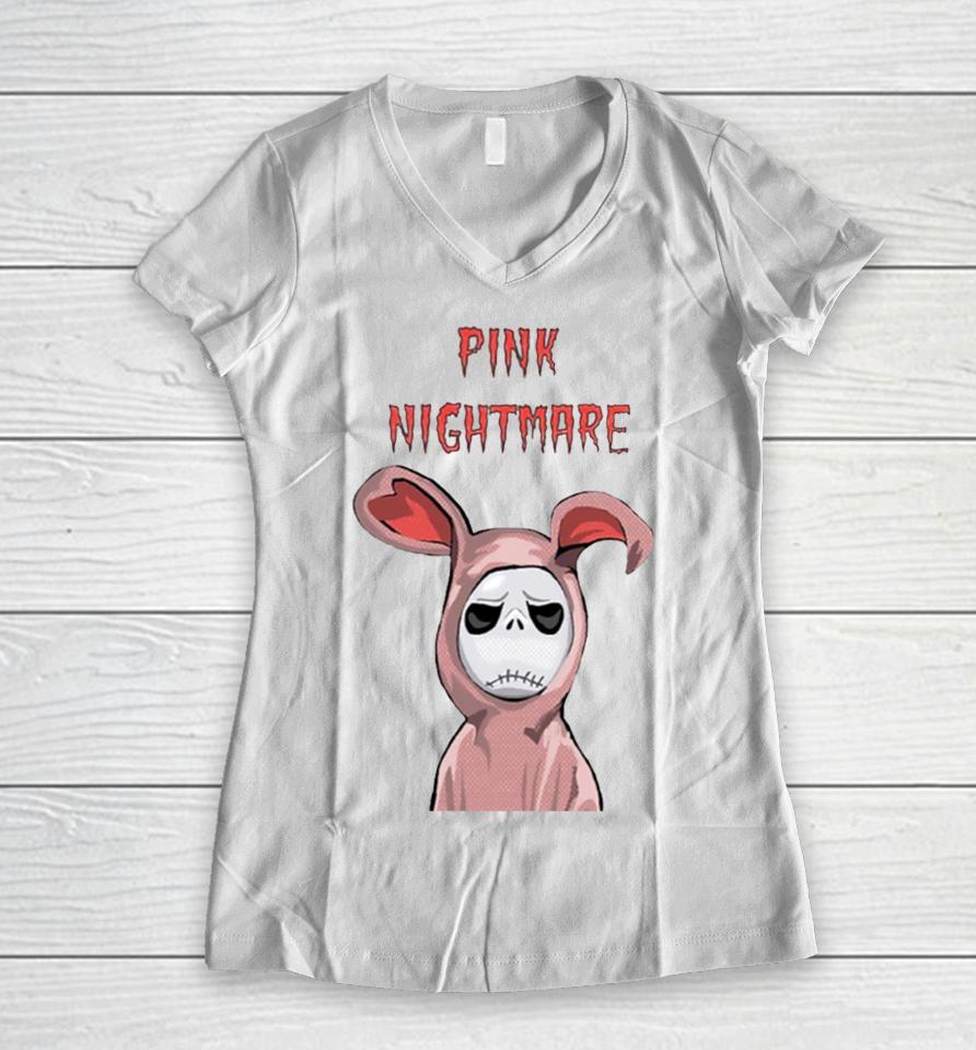 Pink Nightmare Before Christmas Women V-Neck T-Shirt
