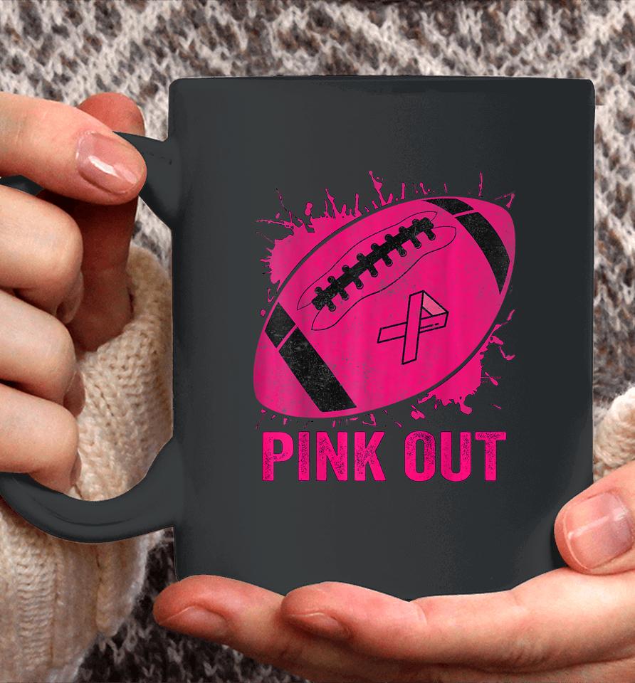 Pink Out Breast Cancer Awareness Football Breast Cancer Coffee Mug