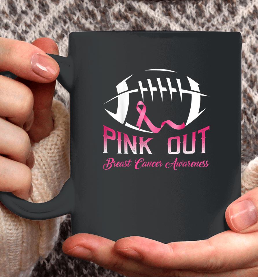 Pink Out Breast Cancer Awareness Football Coffee Mug
