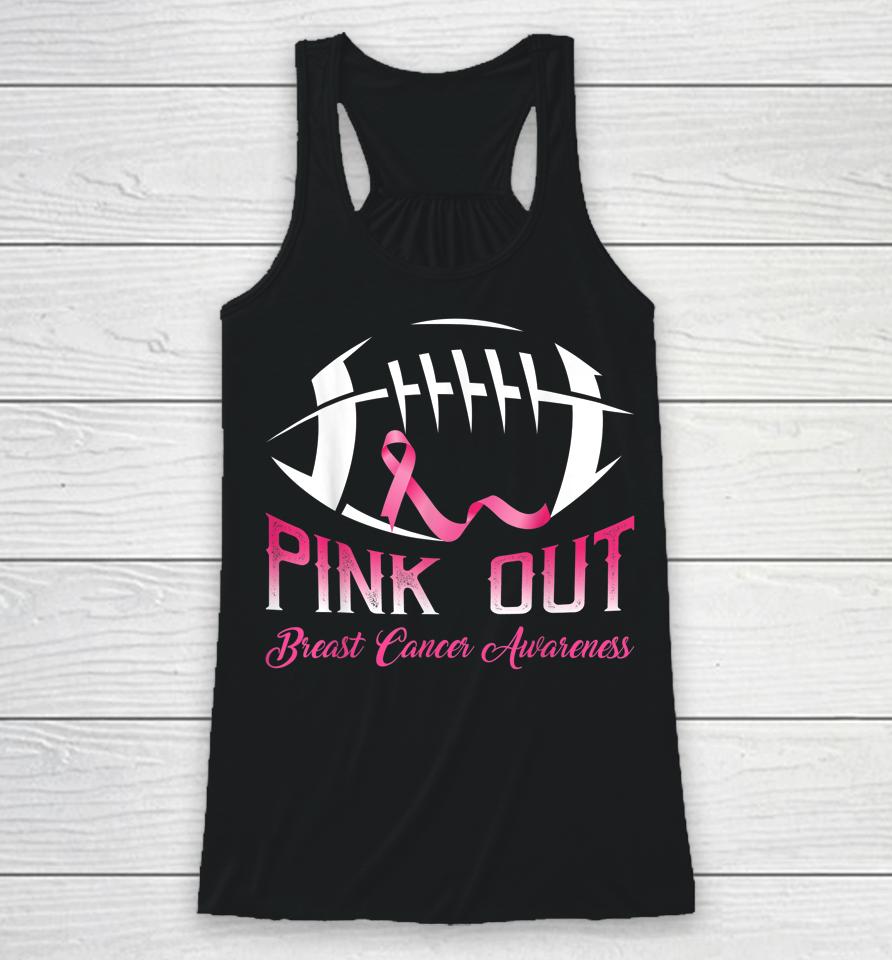 Pink Out Breast Cancer Awareness Football Racerback Tank