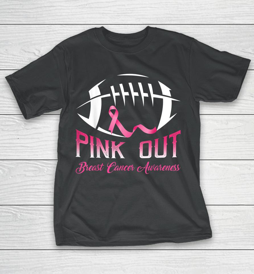 Pink Out Breast Cancer Awareness Football T-Shirt
