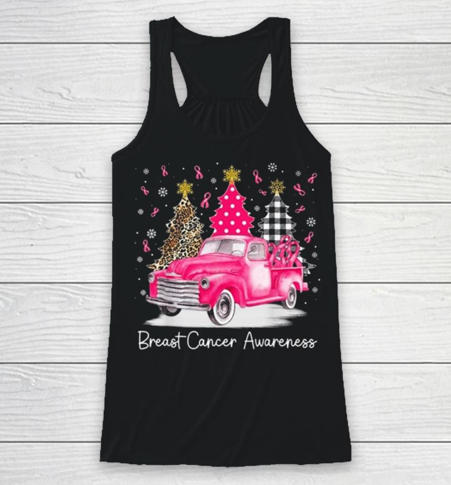 Pink Ribbon Christmas Vintage Truck Breast Cancer Awareness 2023 Racerback Tank