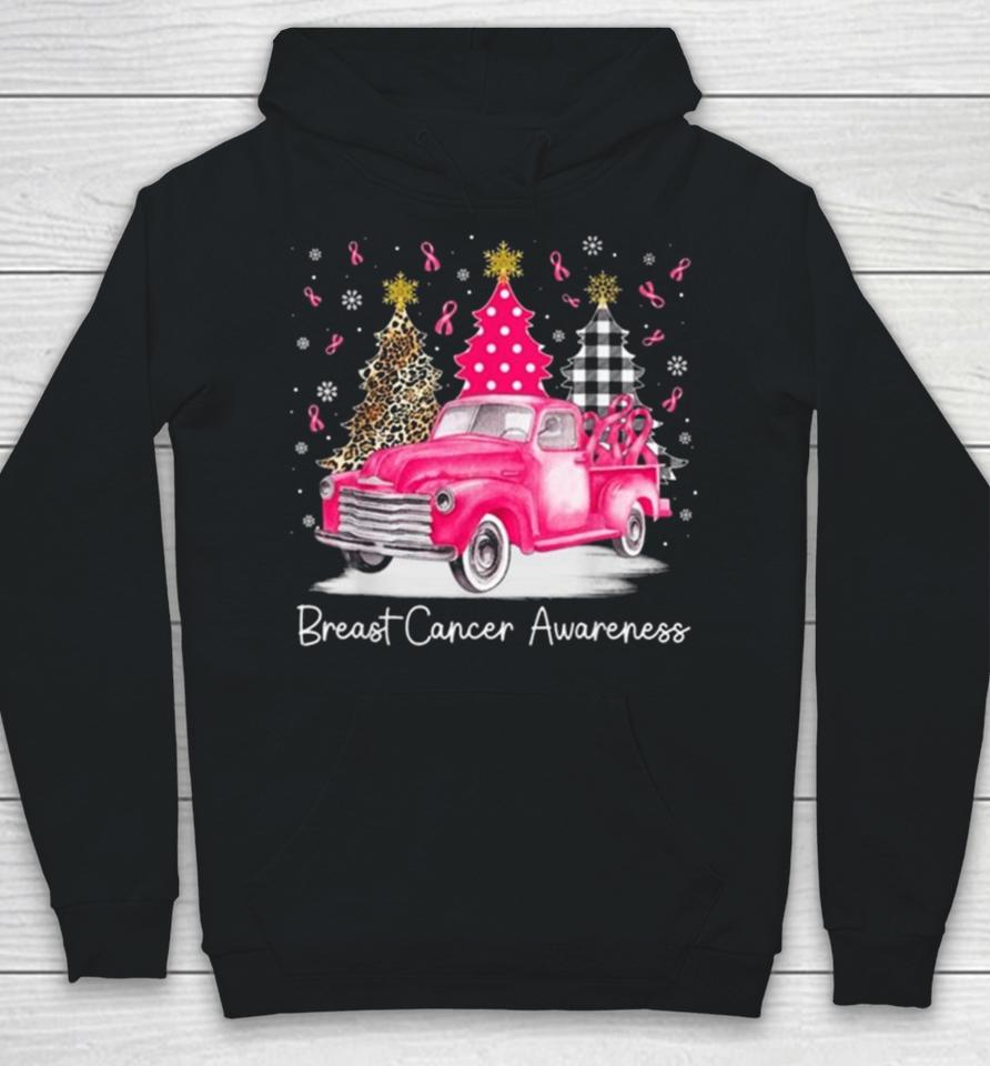 Pink Ribbon Christmas Vintage Truck Breast Cancer Awareness 2023 Hoodie