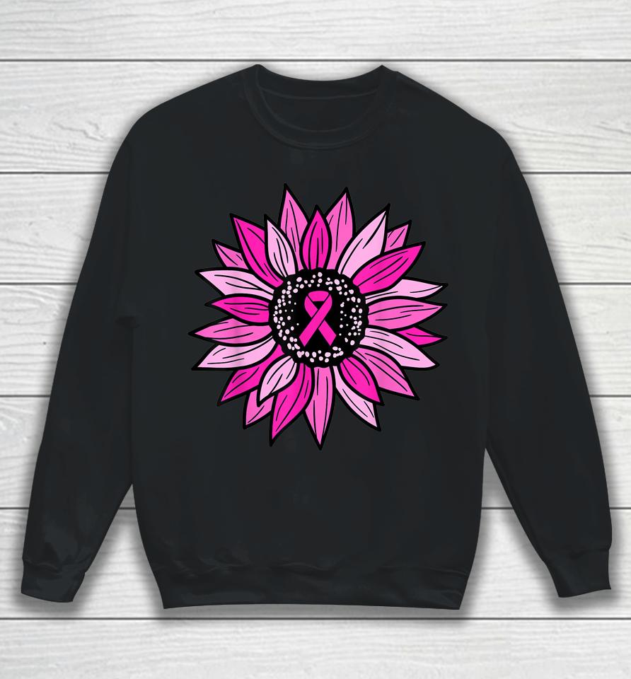 Pink Ribbon Sunflower Breast Cancer Awareness Sweatshirt