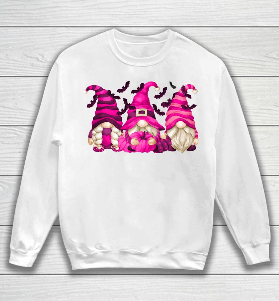 Pink Witch For Women Halloween Breast Cancer Awareness Gnome Sweatshirt