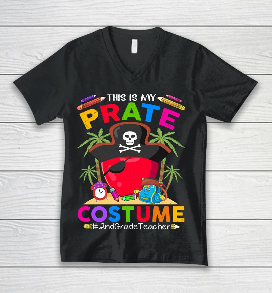 Pirate 2Nd Grade Teacher Spooky Halloween Costume Pirate Day Unisex V-Neck T-Shirt
