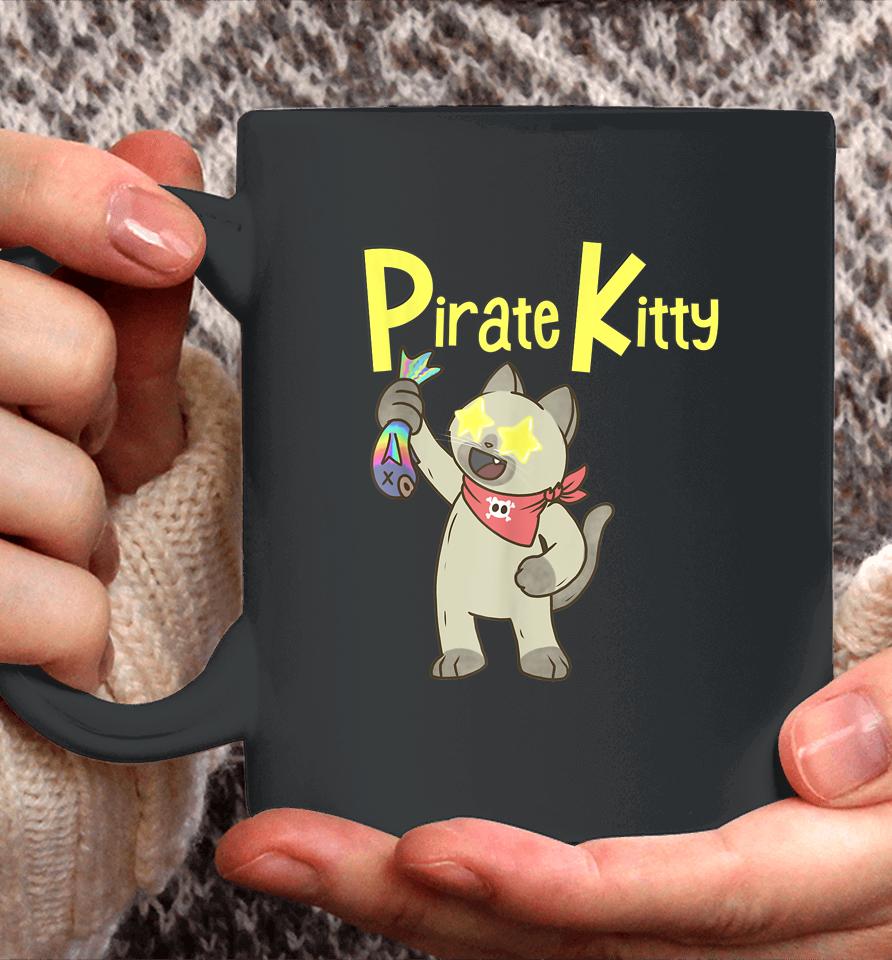 Pirate Kitty Rainbow Fish Coffee Mug