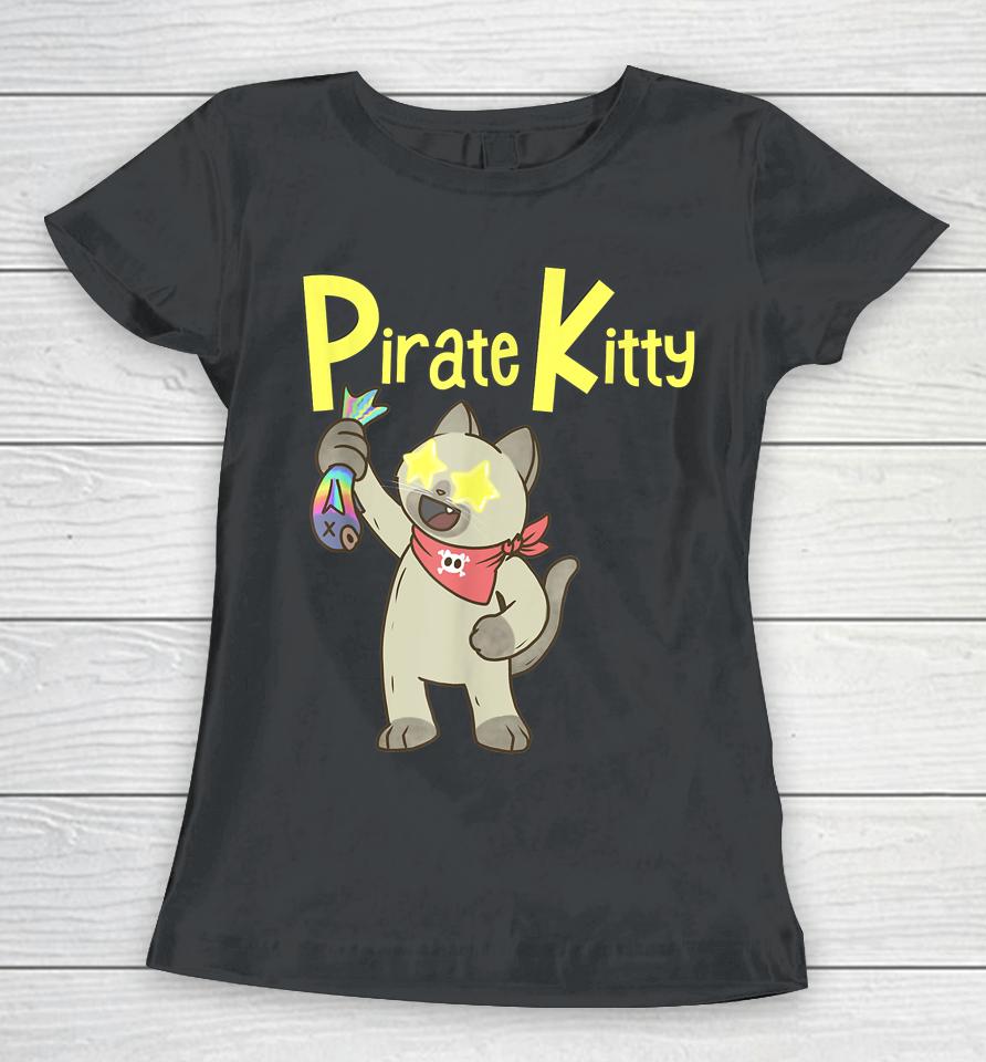 Pirate Kitty Rainbow Fish Women T-Shirt