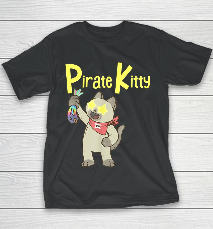 Pirate Kitty Rainbow Fish Youth T-Shirt