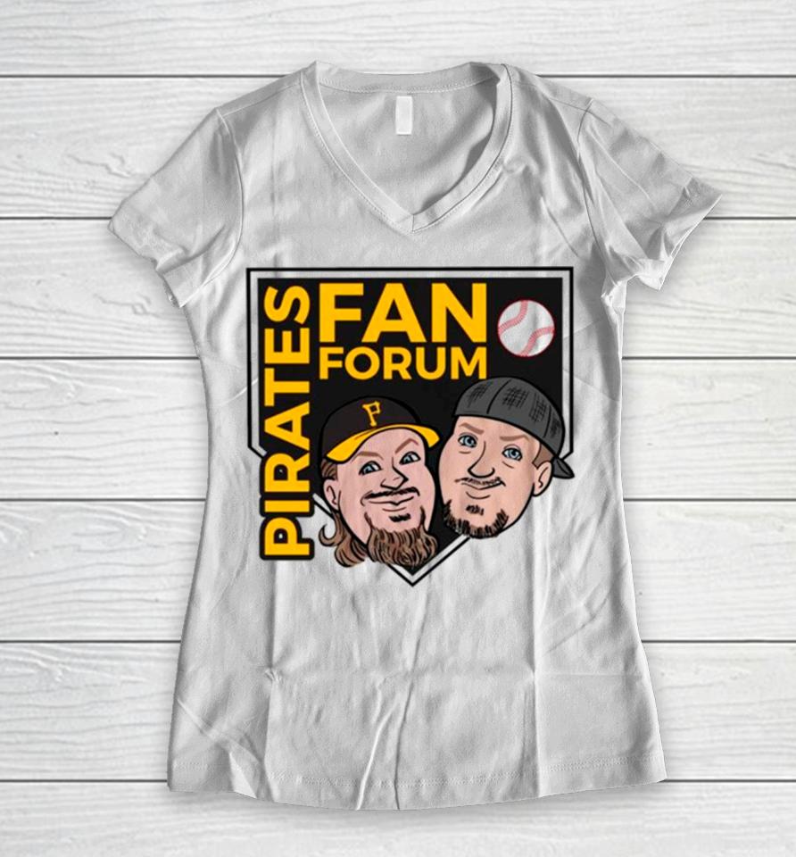Pirates Fan Forun Baseball Mlb Women V-Neck T-Shirt