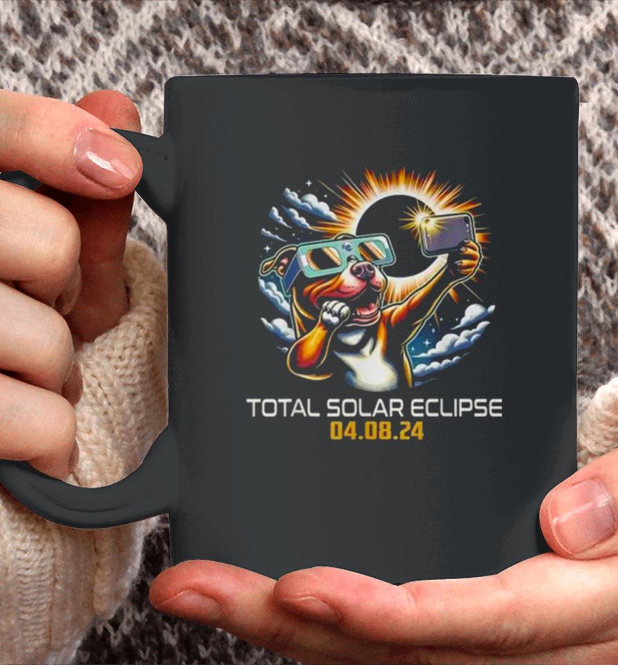 Pit Bull Dog Selfie Solar Eclipse 2024 Coffee Mug
