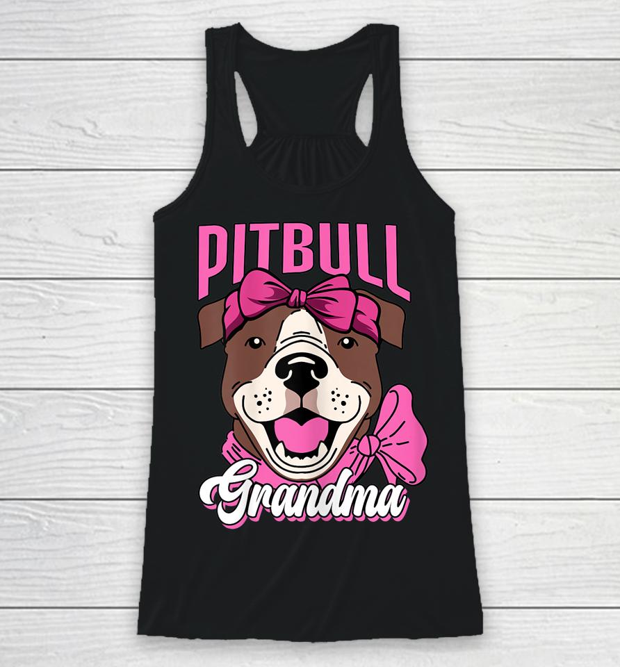 Pitbull Grandma Pittie Dog Lover Mom Mother's Day Racerback Tank
