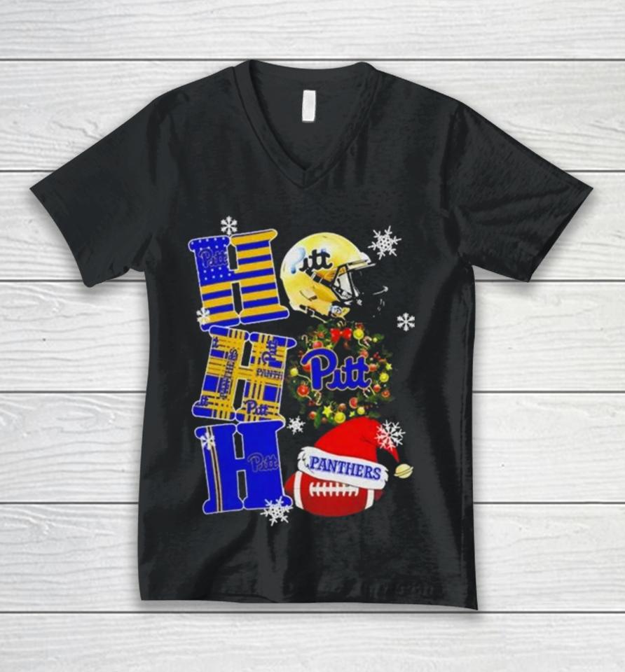 Pittsburgh Panthers Ncaa Ho Ho Ho Christmas Unisex V-Neck T-Shirt