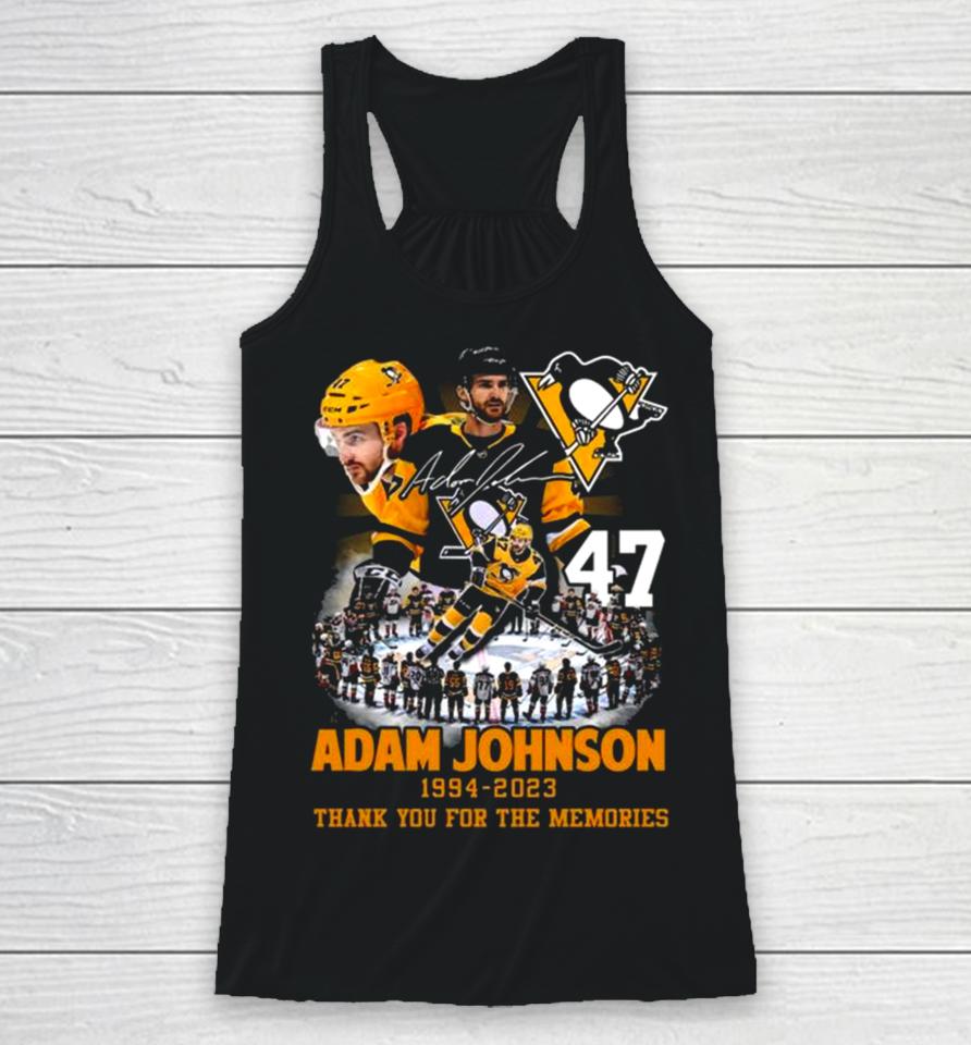 Pittsburgh Penguins Adam Johnson 1994 2023 Thank You For The Memories Signature Racerback Tank