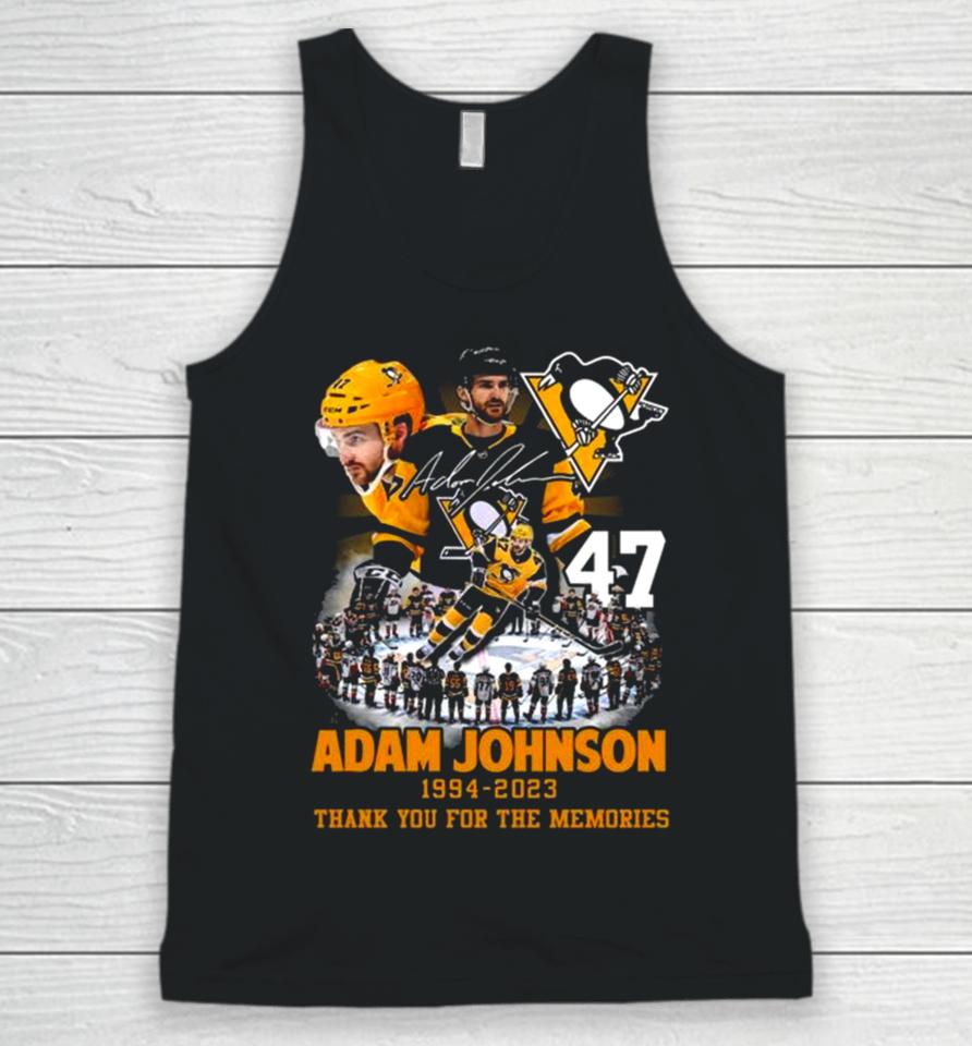 Pittsburgh Penguins Adam Johnson 1994 2023 Thank You For The Memories Signature Unisex Tank Top
