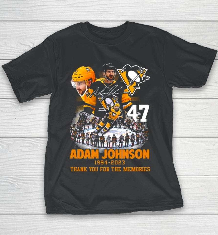 Pittsburgh Penguins Adam Johnson 1994 2023 Thank You For The Memories Signature Youth T-Shirt