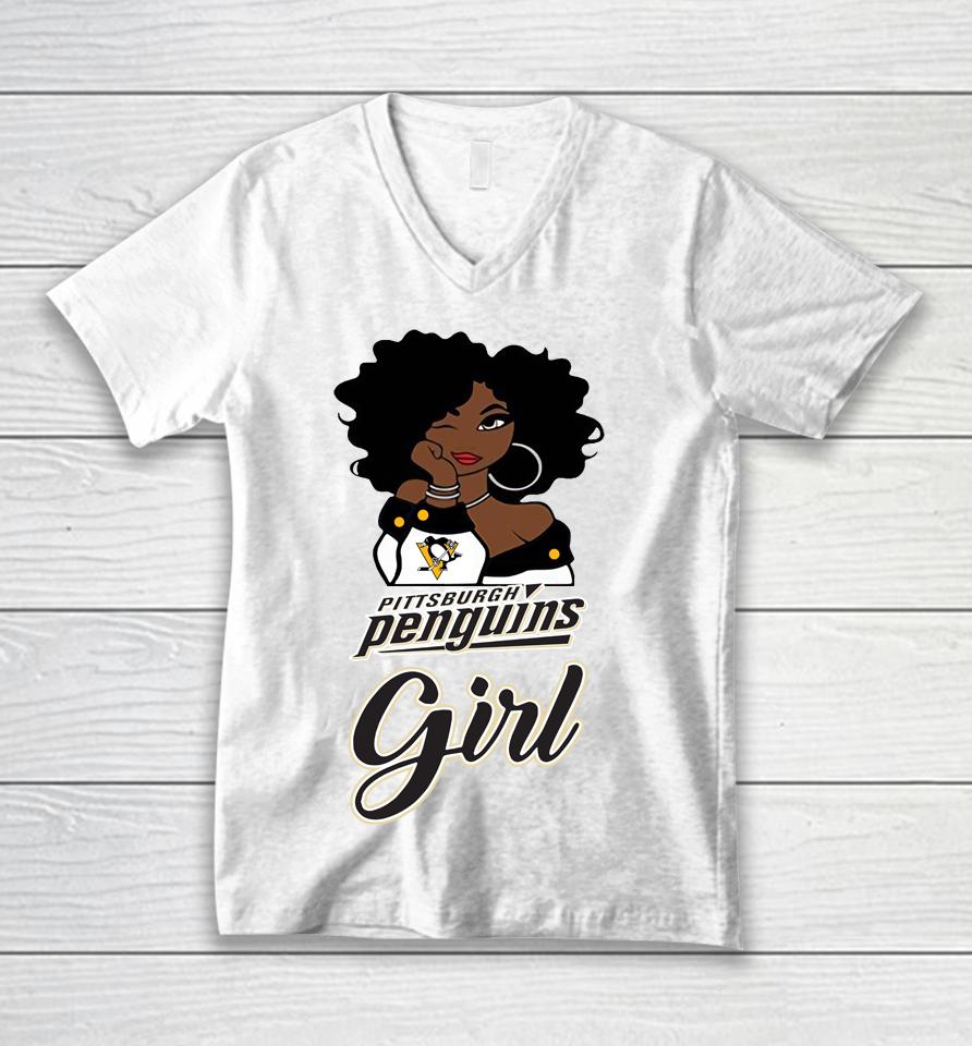 Pittsburgh Penguins Girl Nhl Unisex V-Neck T-Shirt