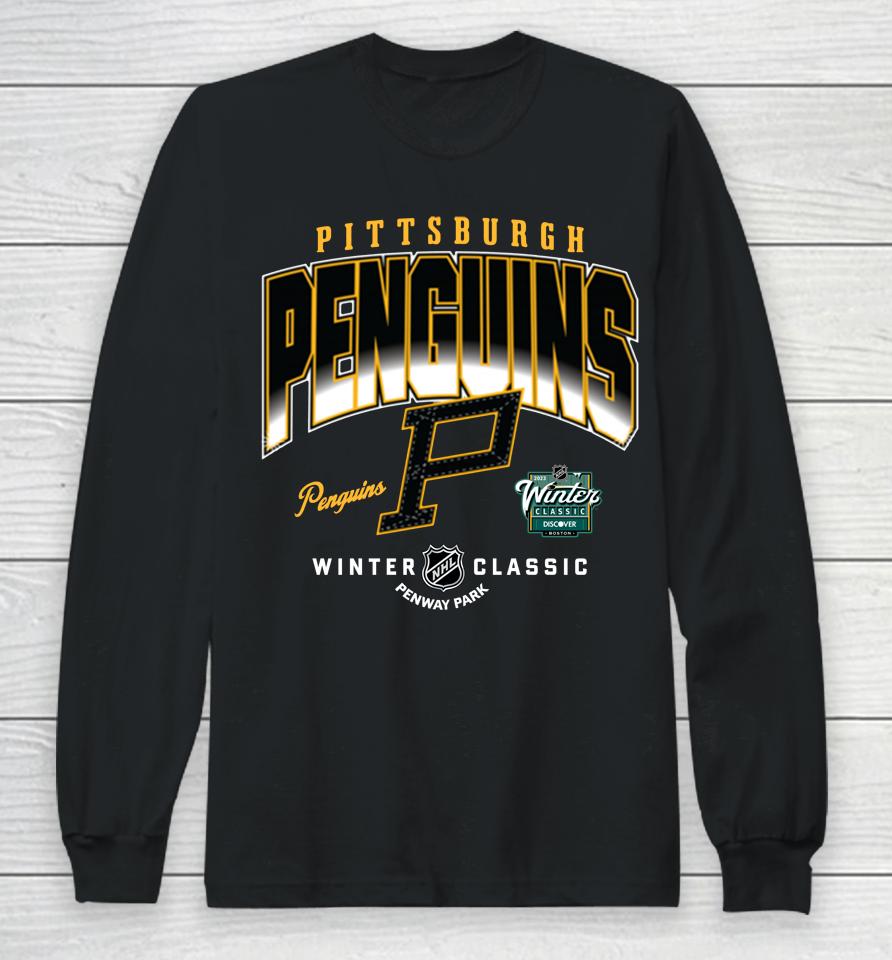 Pittsburgh Penguins Mitchell Fand Ness Black 2023 Nhl Winter Classic Fade Long Sleeve T-Shirt