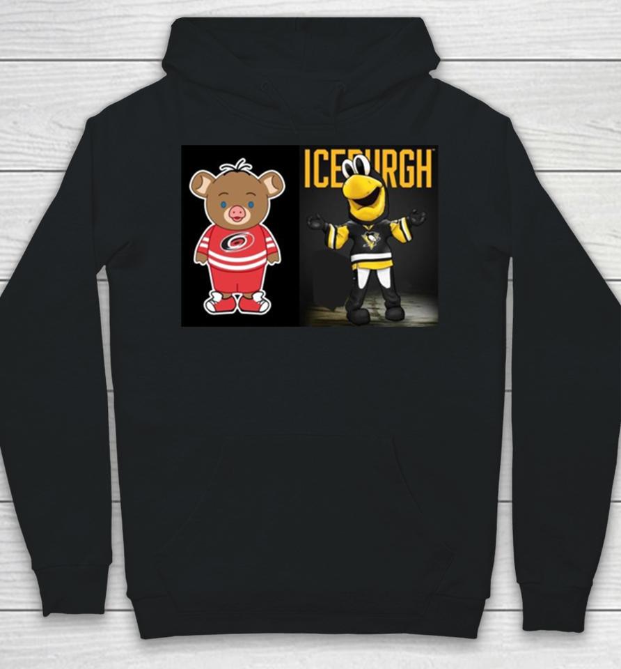 Pittsburgh Penguins Vs Carolina Hurricanes Nhl 2024 Mascot Cartoon Hockey Hoodie