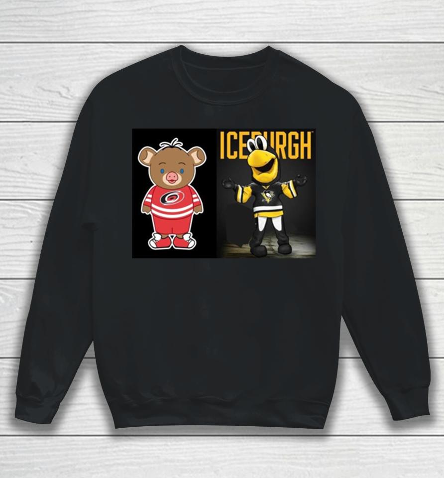 Pittsburgh Penguins Vs Carolina Hurricanes Nhl 2024 Mascot Cartoon Hockey Sweatshirt