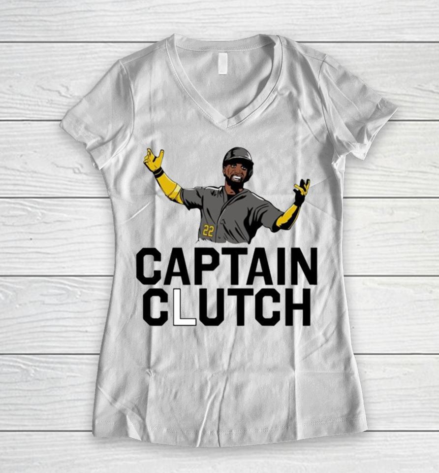 Pittsburgh Pirates Andrew Smiling Mccutchen Captain Clutch Women V-Neck T-Shirt