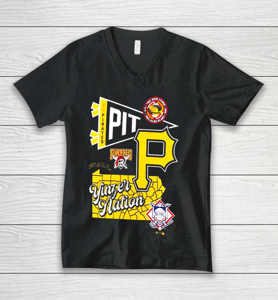 Pittsburgh Pirates Fanatics Branded Split Zone Unisex V-Neck T-Shirt
