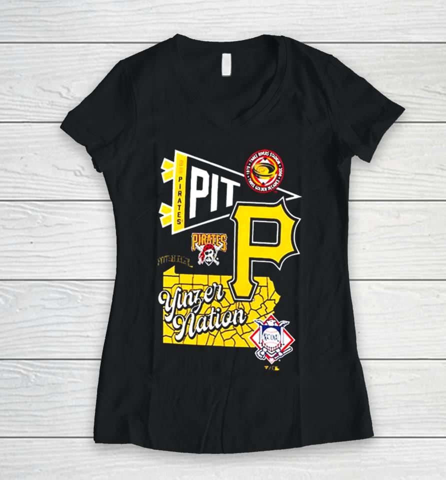 Pittsburgh Pirates Fanatics Branded Split Zone Women V-Neck T-Shirt