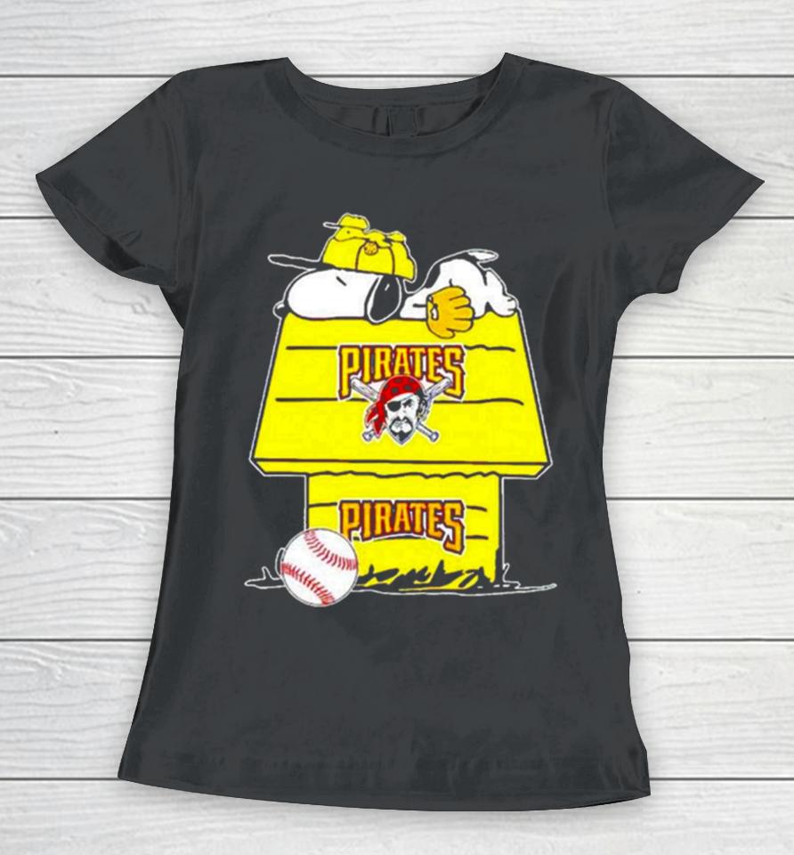 Pittsburgh Pirates Snoopy And Woodstock The Peanuts Baseball Women T-Shirt