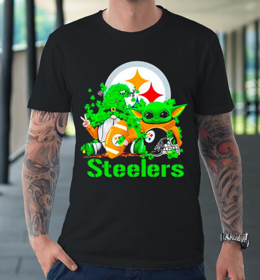 Pittsburgh Steelers Baby Yoda Happy St.patrick’s Day Shamrock Premium T-Shirt