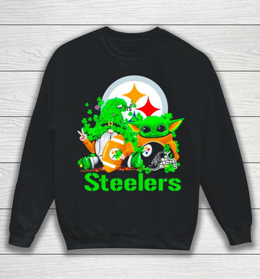 Pittsburgh Steelers Baby Yoda Happy St.patrick’s Day Shamrock Sweatshirt