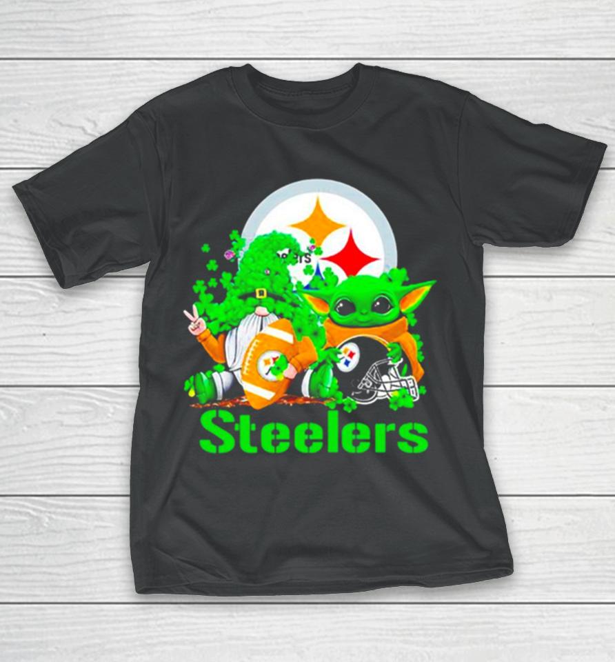 Pittsburgh Steelers Baby Yoda Happy St.patrick’s Day Shamrock T-Shirt