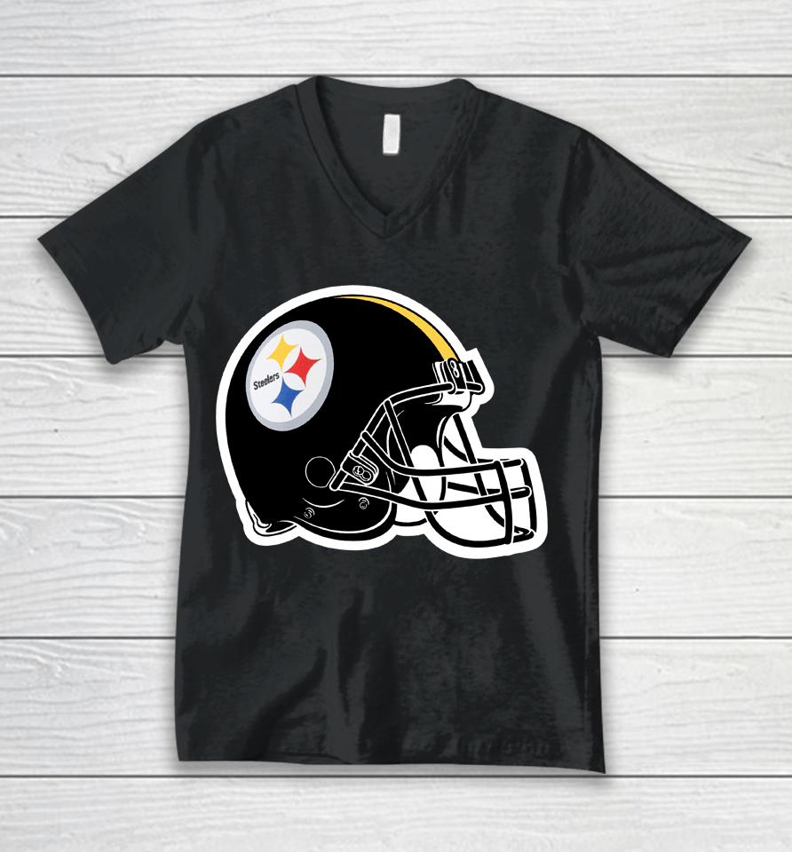 Pittsburgh Steelers Black Classic Logo Unisex V-Neck T-Shirt