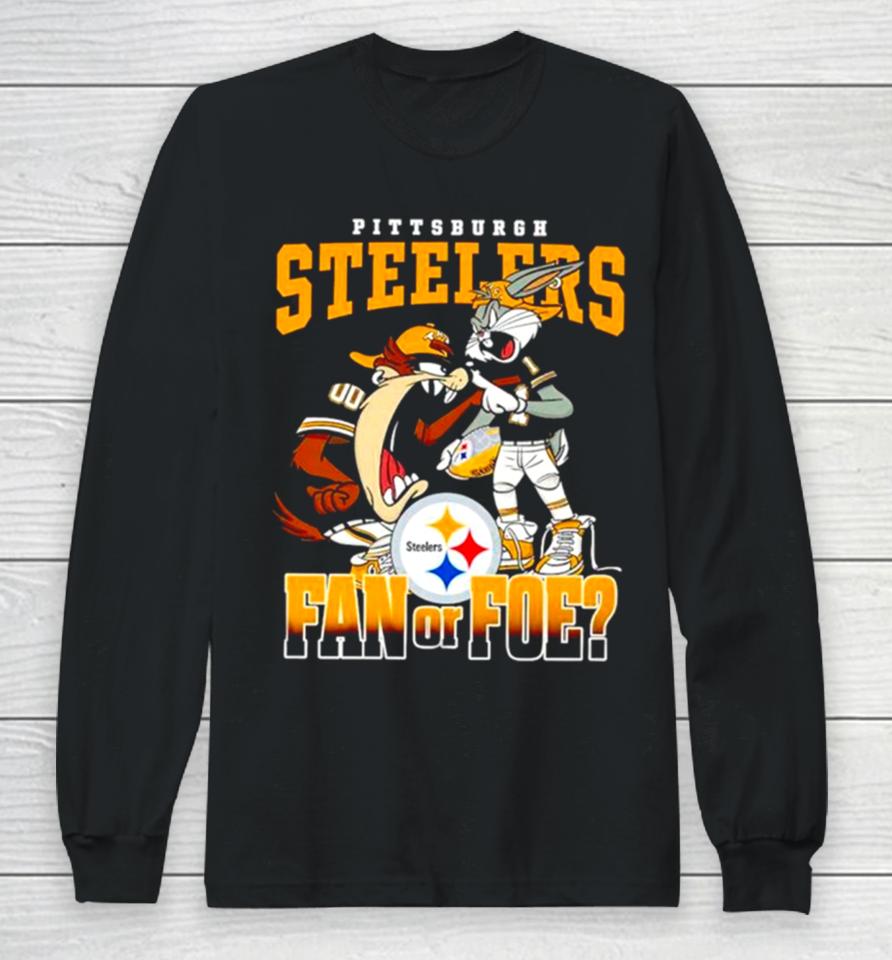 Pittsburgh Steelers Bugs Bunny And Taz Fan Or Foe Long Sleeve T-Shirt
