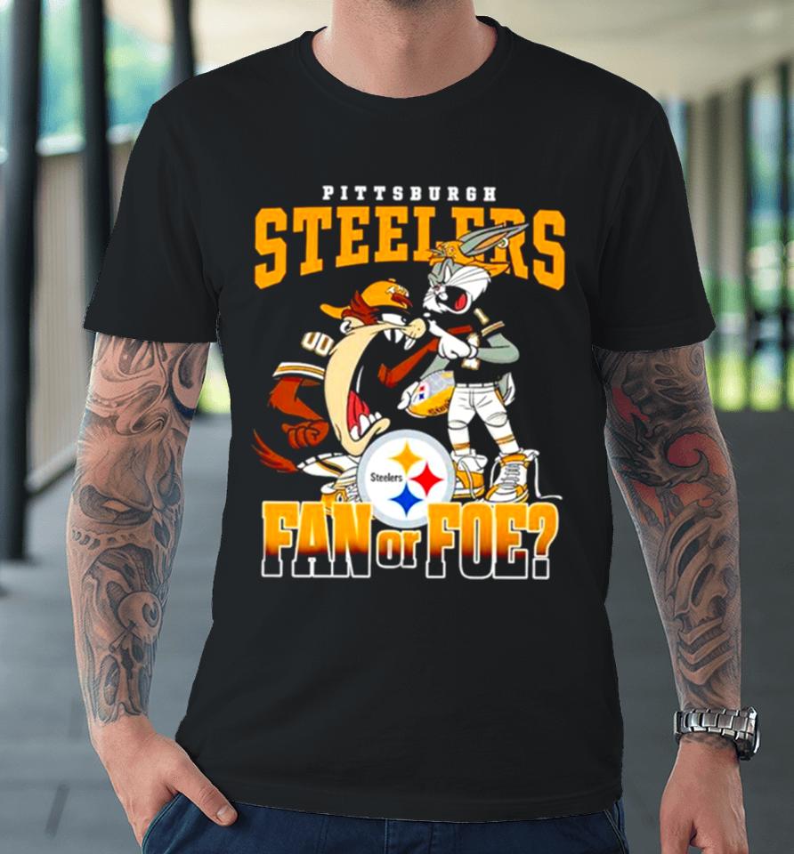 Pittsburgh Steelers Bugs Bunny And Taz Fan Or Foe Premium T-Shirt