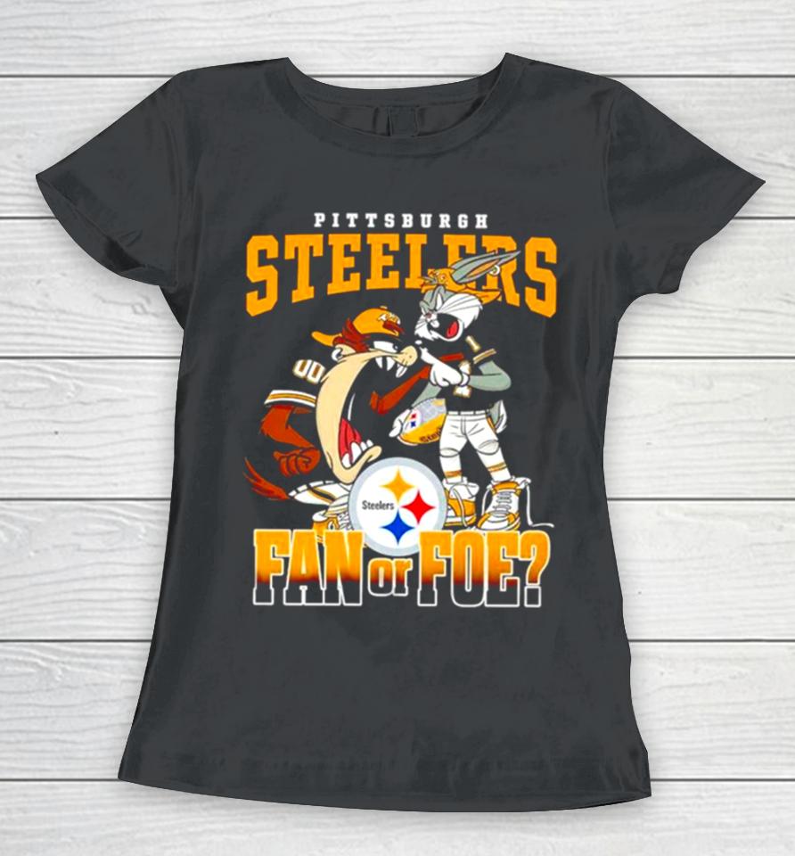 Pittsburgh Steelers Bugs Bunny And Taz Fan Or Foe Women T-Shirt