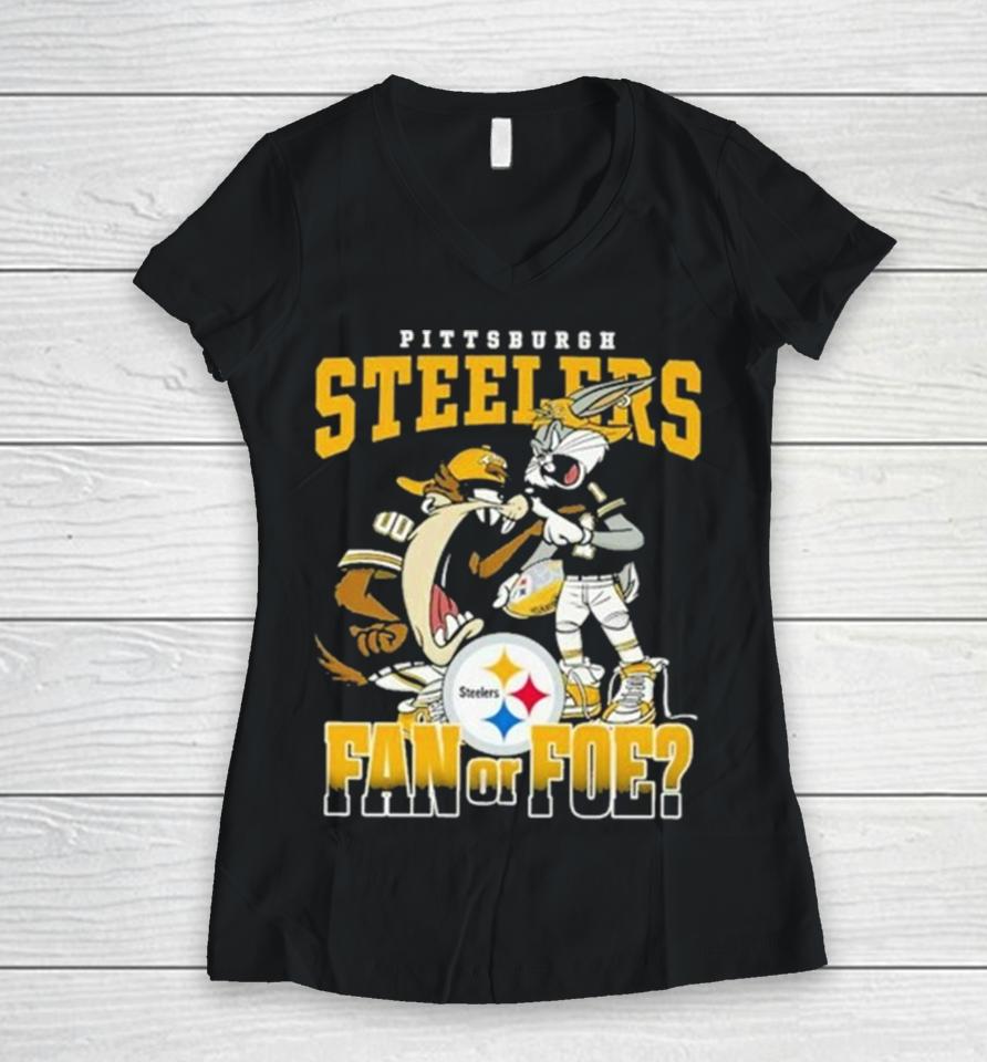 Pittsburgh Steelers Mascot Fan Or Foe 2024 Women V-Neck T-Shirt
