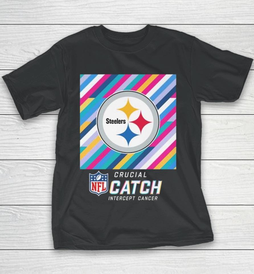 Pittsburgh Steelers Nfl Crucial Catch Intercept Cancer Youth T-Shirt